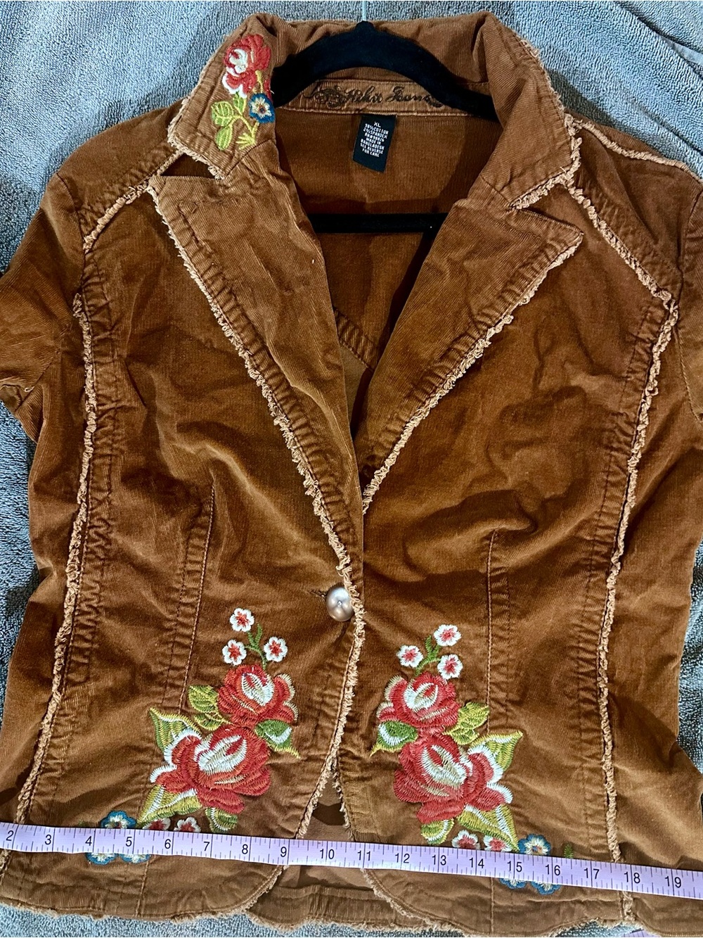 Women's Brown Embroidered Corduroy Jacket